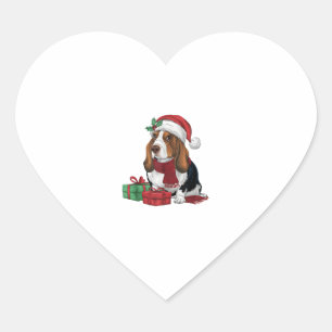 バセットハウンドドッグクリスマスパーティーホリデーサンタD ハートシール