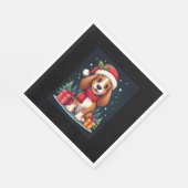 バセットハウンドドッグクリスマス服サンタハットドッグX スタンダードランチョンナプキン (角)