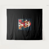 バセットハウンドドッグクリスマス服サンタハットドッグX タペストリー (正面(横))