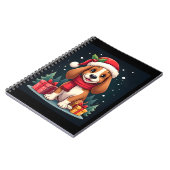 バセットハウンドドッグクリスマス服サンタハットドッグX ノートブック (左側)