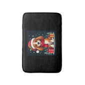 バセットハウンドドッグクリスマス服サンタハットドッグX バスマット (正面縦)