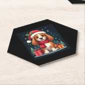 バセットハウンドドッグクリスマス服サンタハットドッグX ペーパーコースター (アングル)