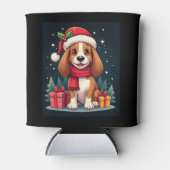 バセットハウンドドッグクリスマス服サンタハットドッグX 缶クーラー (正面)