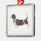 バセットハウンドドッグブリードシルエットイラストレーション メタルオーナメント (左)