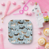 バセットハウンドドッグボーンアンドポーズ紙プレート ペーパープレート (パーティー)