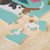 バセットハウンドドッグヴィンテージ花模様 ジグソーパズル (側面)