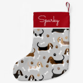 バセットハウンドドッグ名前をカスタムする スモールクリスマスストッキング (裏面)