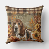 バセットハウンドドッグ秋ウオーターカラーフラワー クッション (裏面)