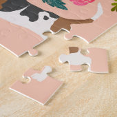 バセットハウンドドッグ花模様 ジグソーパズル (側面)