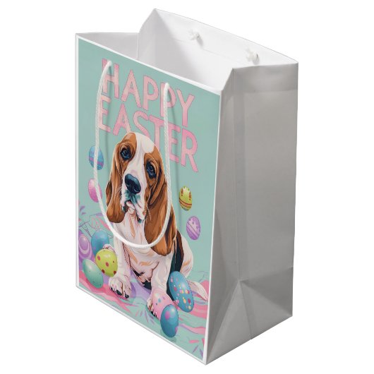 バセットハウンドハッピーイースター ミディアムペーパーバッグ (裏面アングル)