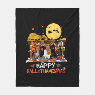 バセットハウンドハッピーハロサンクスマスハロウィン感謝していン フリースブランケット