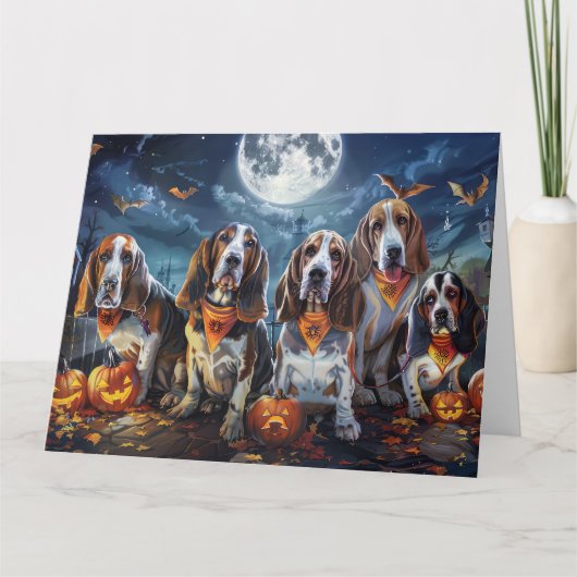 バセットハウンドハロウィン不気味 カード (正面)