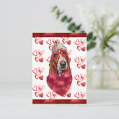 バセットハウンドハートドッグラバーバレンタインギフト シーズンポストカード (スタンド正面)