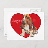 バセットハウンドバレンタイン シーズンポストカード (正面/裏面)