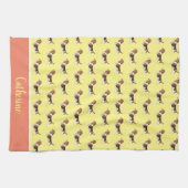 バセットハウンドパターン – 黄 キッチンタオル (横)