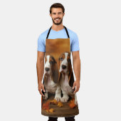 バセットハウンドパピーオータムデライトカボチャ エプロン (着用した状態)