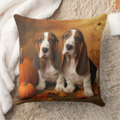 バセットハウンドパピーオータムデライトカボチャ クッション (ブランケット)