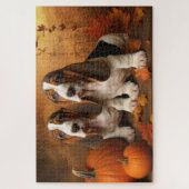 バセットハウンドパピーオータムデライトカボチャ ジグソーパズル (縦)