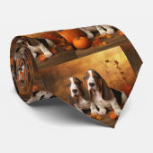 バセットハウンドパピーオータムデライトカボチャ ネクタイ (ロール)