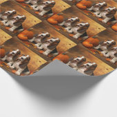 バセットハウンドパピーオータムデライトカボチャ ラッピングペーパー (角)