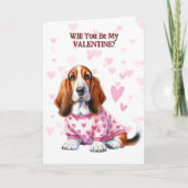 バセットハウンドパピースインセーターバレンタイン シーズンカード (正面)