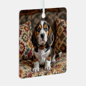 バセットハウンドパピードグスパーソナライズされたクリスマ メタルオーナメント (正面右)