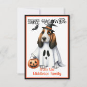 バセットハウンドパピードッグハッピーハローウィン ノートカード (正面)