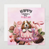 バセットハウンドパピードバレンタインデー シーズンカード (正面/裏面)