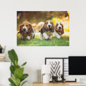 バセットハウンドパピーランニングズ ポスター (ホームオフィス)