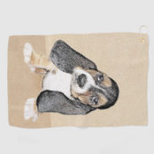 バセットハウンドパピー絵画ズ – オリジナルドッグアート ゴルフタオル (横)