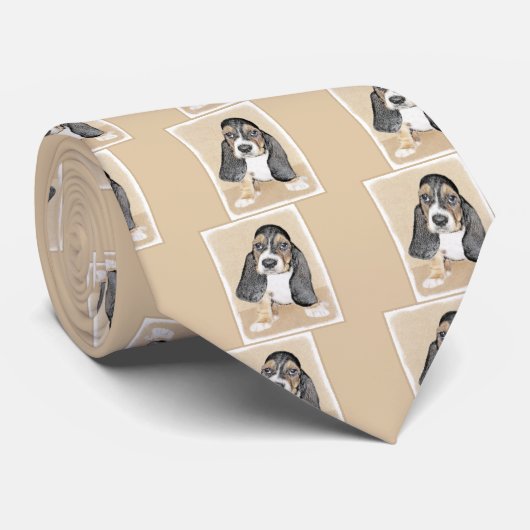 バセットハウンドパピー絵画ズ – オリジナルドッグアート ネクタイ (ロール)