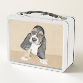 バセットハウンドパピー絵画ズ – オリジナルドッグアート メタルランチボックス (裏面)