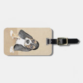 バセットハウンドパピー絵画ズ – オリジナルドッグアート ラゲッジタグ (正面横)