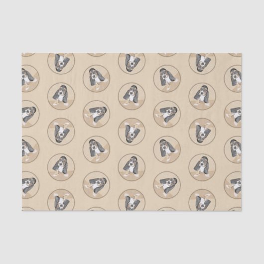 バセットハウンドパピ絵を描ーの3色かわいいドッグアート 薄葉紙 (正面)