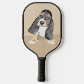 バセットハウンドパピ絵画ーの犬 – オリジナルドッグアートピック ピックルボールラケット (裏面)