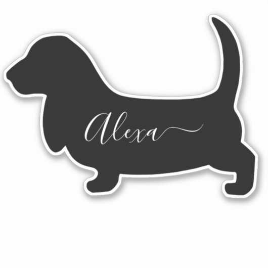 バセットハウンドパーソナライズされたドッグあなたの名前ステッカー シール (正面)