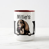 バセットハウンドパーソナライズされたーピーキングママ ツートーンマグカップ (中央)