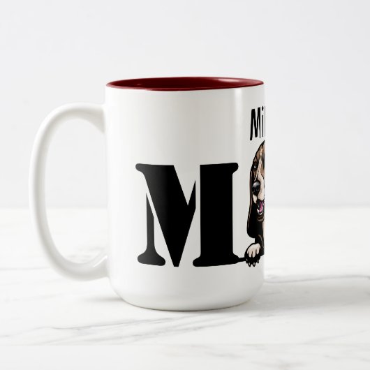 バセットハウンドパーソナライズされたーピーキングママ ツートーンマグカップ (左)