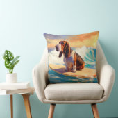 バセットハウンドビーチサーフィン絵画ズ クッション (椅子)