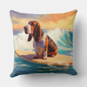 バセットハウンドビーチサーフィン絵画ズ クッション (裏面)