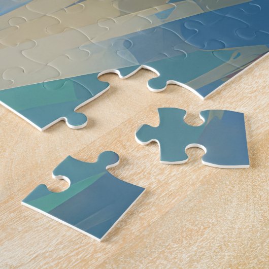 バセットハウンドビーチサーフィン絵画ズ ジグソーパズル (側面)