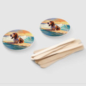 バセットハウンドビーチサーフィン絵画ズ ハンドファン (組立なし)