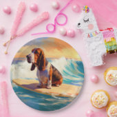 バセットハウンドビーチサーフィン絵画ズ ペーパープレート (パーティー)