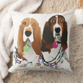 バセットハウンドピースラブジョイクリスマスデザイン クッション (ブランケット)
