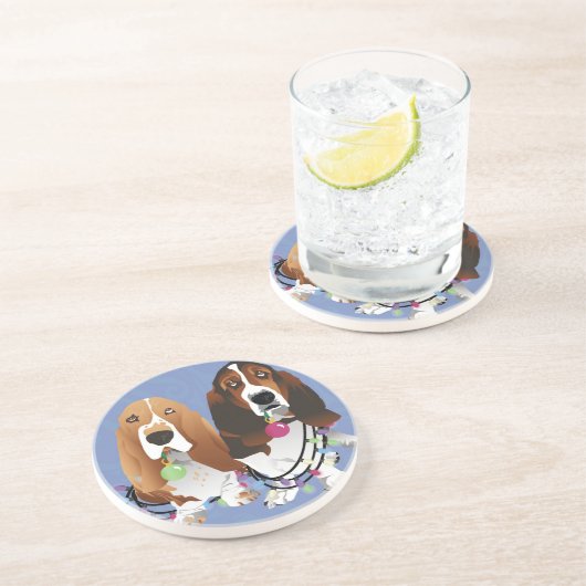 バセットハウンドピースラブジョイクリスマスデザイン コースター (側面)