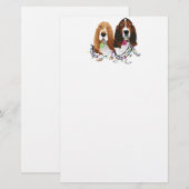 バセットハウンドピースラブジョイクリスマスデザイン 便箋 (正面/裏面)