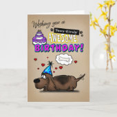 バセットハウンドポーズイビリ素晴らし誕生日 カード (黄色い花)