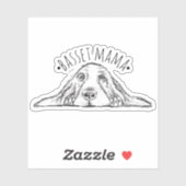 バセットハウンドママハンドドロー白黒シンプル シール (シート)