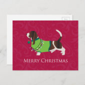 バセットハウンドメリークリスマスデザイン シーズンポストカード (正面/裏面)