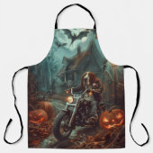 バセットハウンドライディングオートバイハロウィンホラー エプロン (正面)